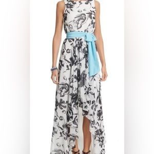 Black & White Floral Hi-Lo Dress